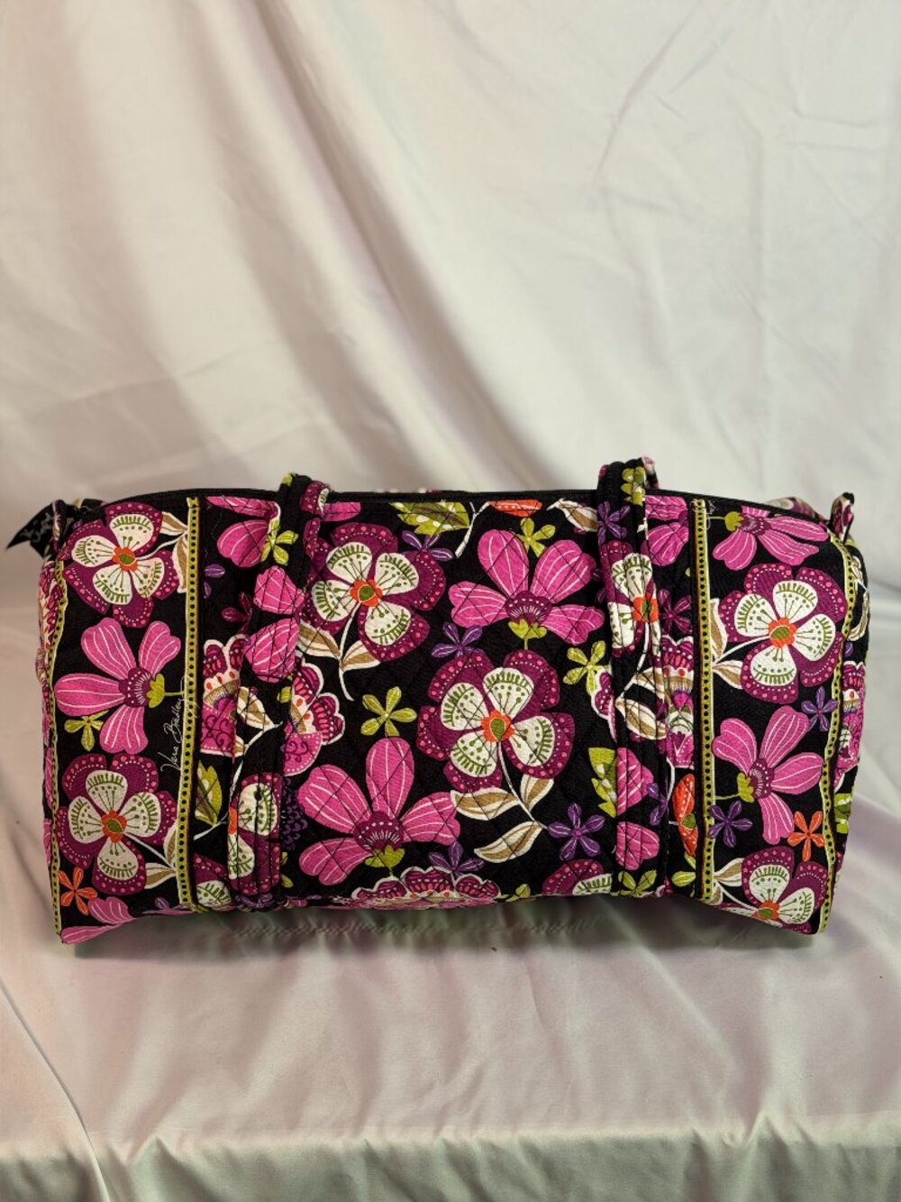 Vera Bradley Floral Quilted Weekender Duffel Travel Bag Pink Black